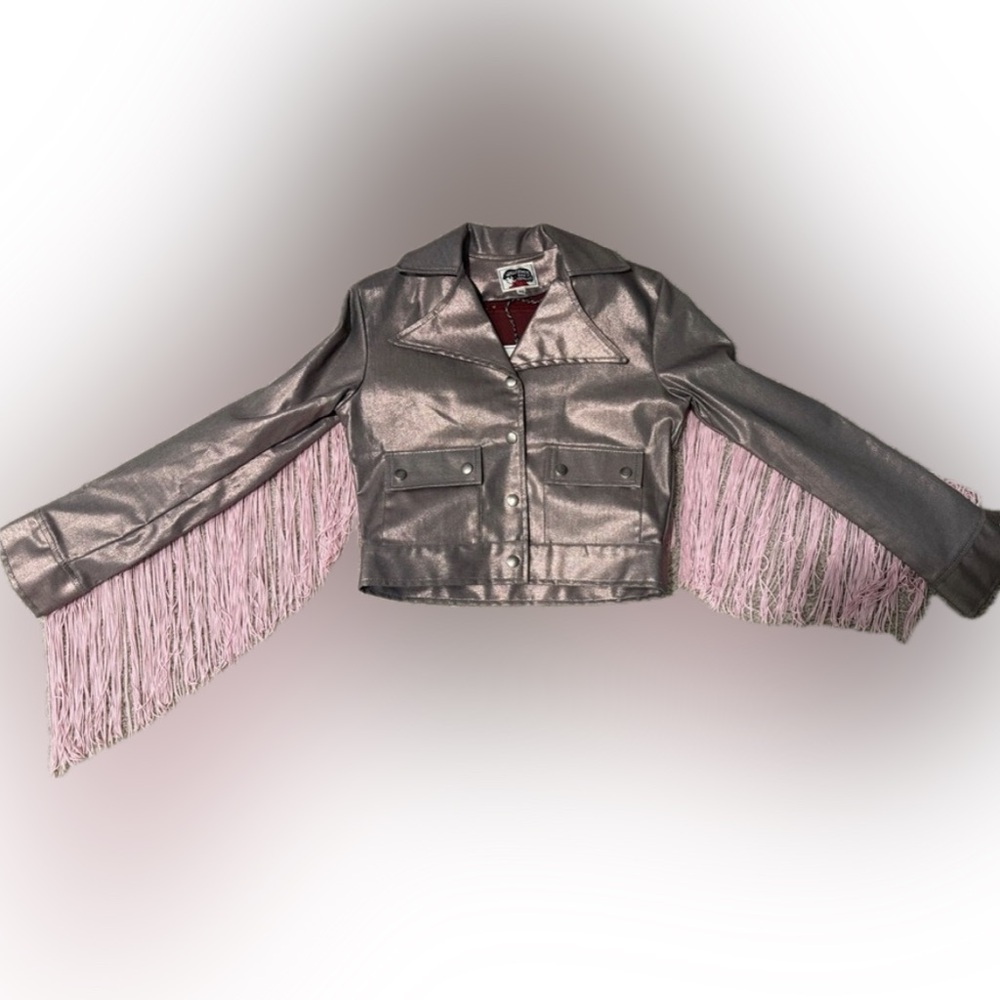 RARE ONE OF A KIND Wallflower Vintage Pink Iridescent Fringe Jacket ✨